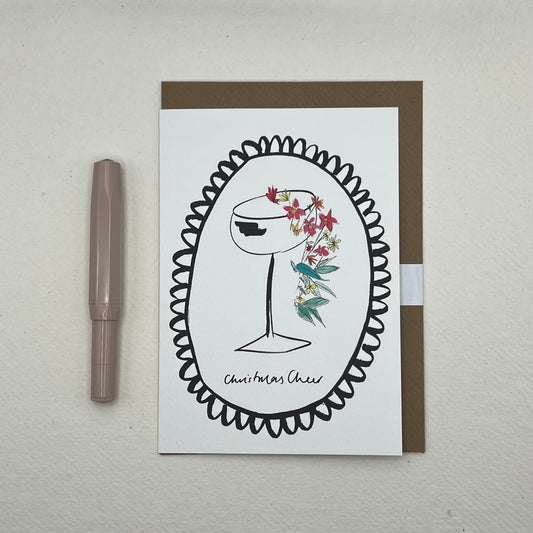 Christmas Cheer Christmas Card | floral cocktail Christmas card