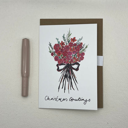 Christmas Greetings Floral Bouquet Greeting Card | Christmas Card | Christmas Bouqet