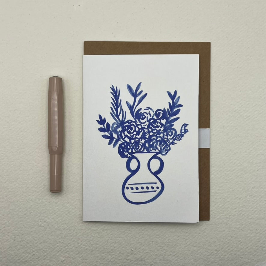 Blue 03 floral vase card | floral notelet