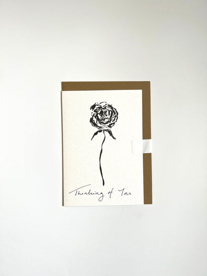 Thinking of you single rose greeting card | Sympathy Card