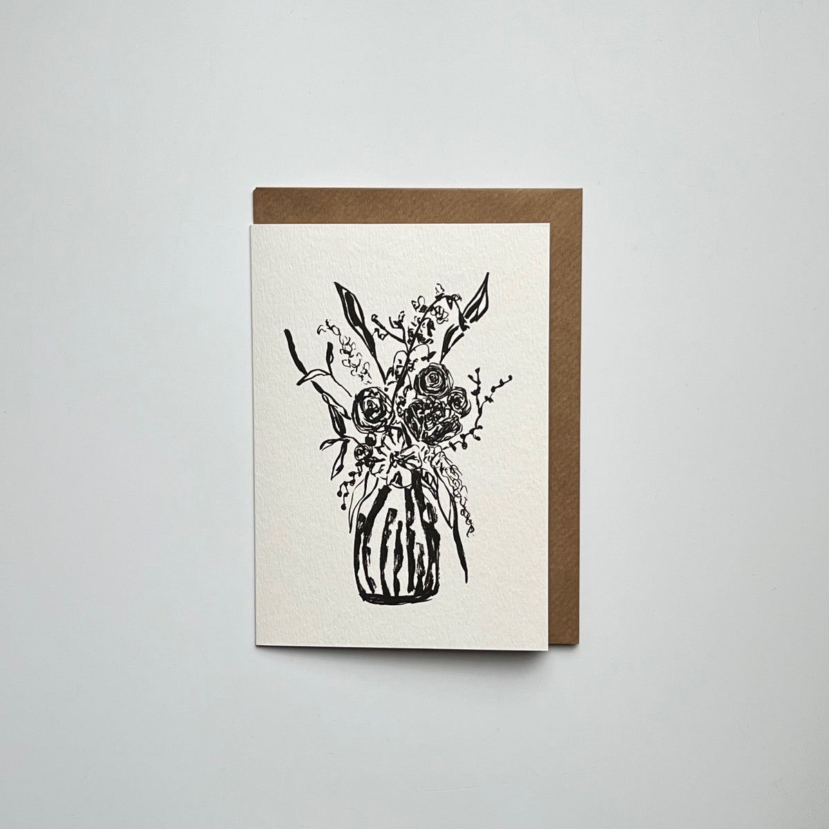 Monochrome Vase Arrangement Greeting Card