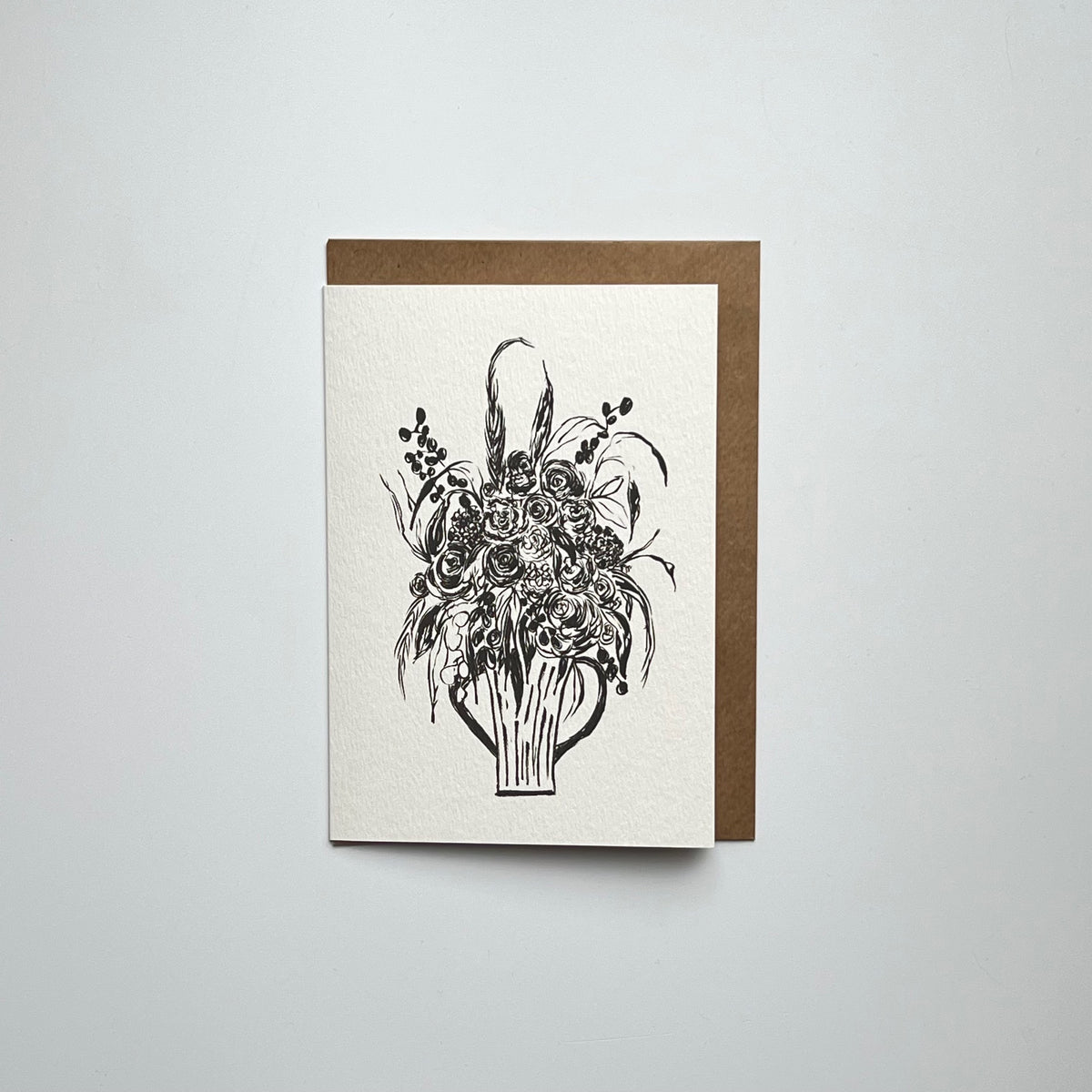 Monochrome Full Bouquet Greeting Card