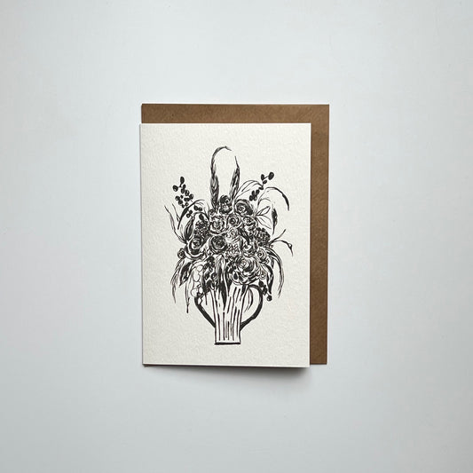 Monochrome Full Bouquet Greeting Card