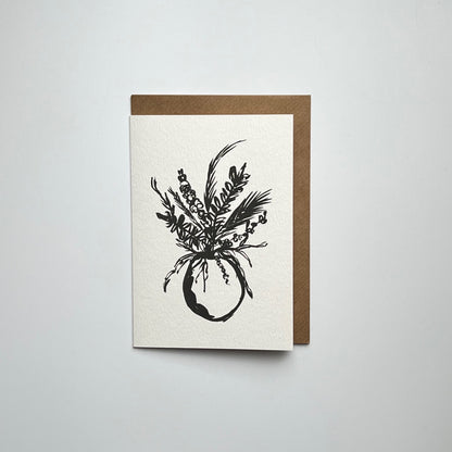 Monochrome Round Vase Greeting Card | Blank vase Card