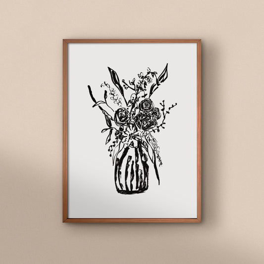Monochrome Small Vase Art Print