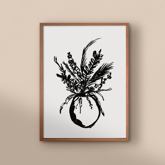Monochrome Round Vase Print