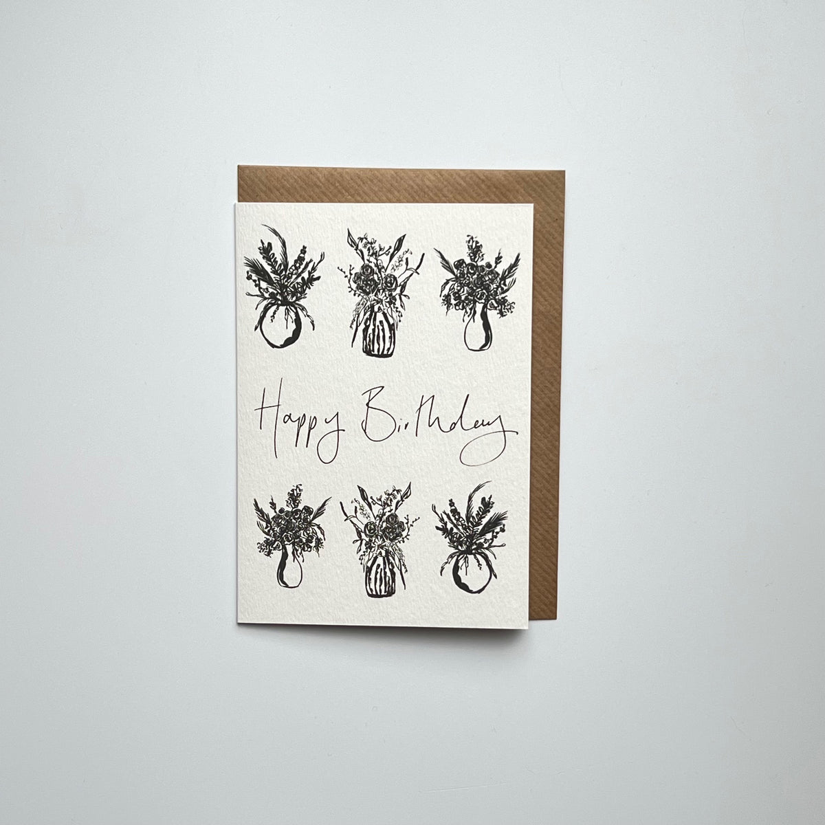Mixed Vase  Monochrome Happy Birthday Card