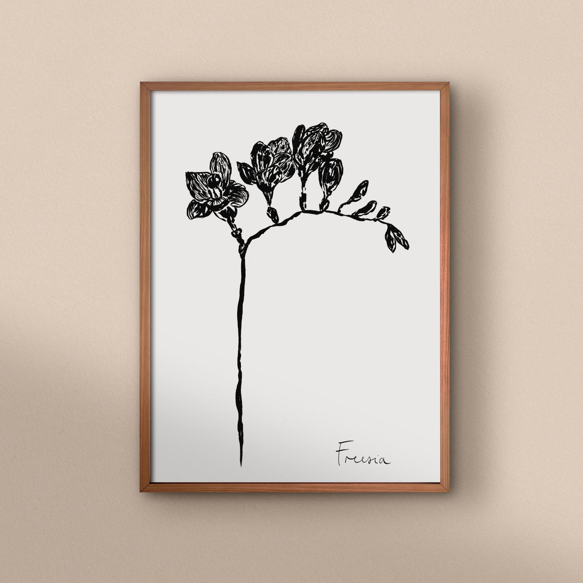 Freesia Art Print | Monochrome Freesia Print