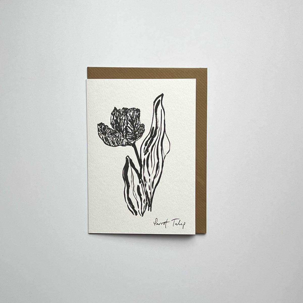 Parrot Tulip Card | Art Print Card | Monochrome Tulip Card
